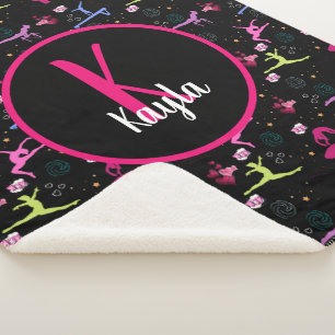 Cobertor Sherpa Impressão Monograma de diversão de ginástica