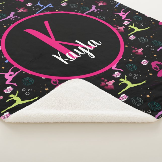 Cobertor Sherpa Impressão Monograma de diversão de ginástica (3/4)