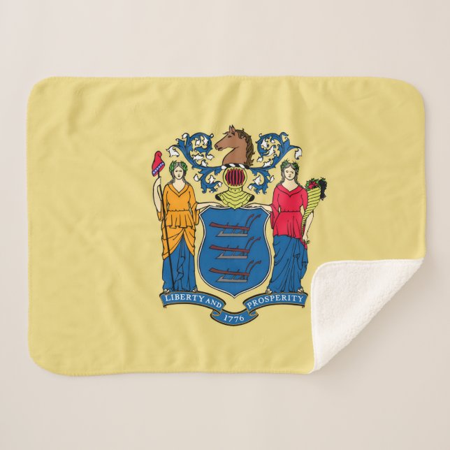 Cobertor Sherpa Impressão Patriótico do Estado de Nova Jersey (Frente (Horizontal))