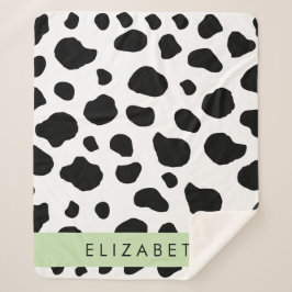 Cobertor Sherpa Impressão, Pontos De Vaca, Preto E Branco, Seu Nom