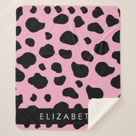 Cobertor Sherpa Impressão, Pontos De Vaca, Vaca Rosa, Seu Nome