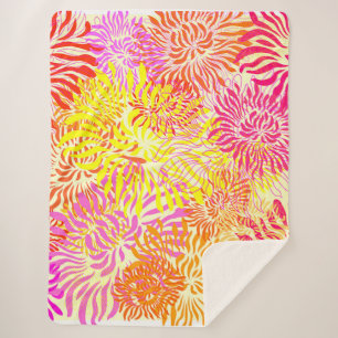 Cobertor Sherpa Impressão Primavera de Flor Colorido Brilhante