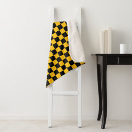 Cobertor Sherpa Impressão Xadrez Amarelo e Preto