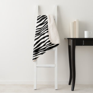 Cobertor Sherpa Impressão Zebra, Banhas Zebra, Preto E Branco