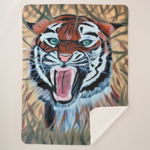 Cobertor Sherpa Incrível tigre de olhos em arbustos