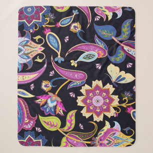 Cobertor Sherpa Índia Paisley Seamless Floral Ornament