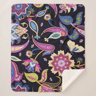 Cobertor Sherpa Índia Paisley Seamless Floral Ornament