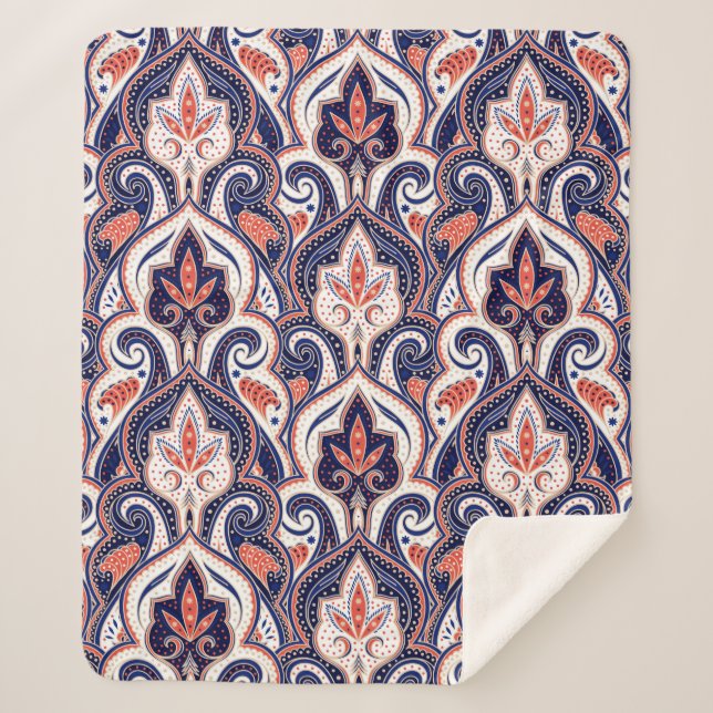 Cobertor Sherpa Indian paisley pattern seamless. Persian arabesque (Frente)