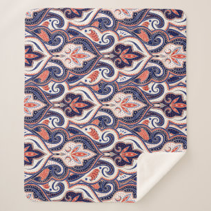 Cobertor Sherpa Indiano Paisley: Medalhão Floral Sem Selo.