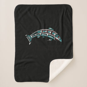 Cobertor Sherpa Indígenas Americano Nativo de Pesca de Salmão do