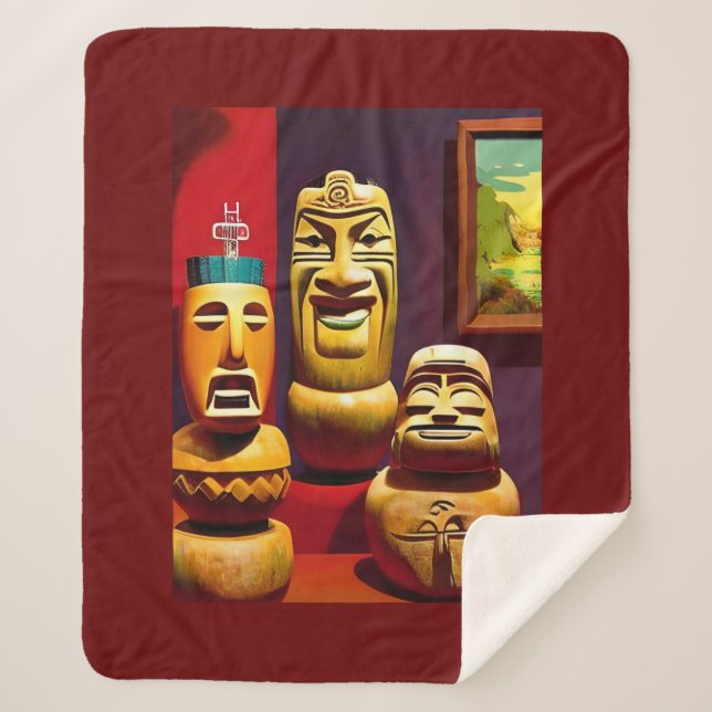Cobertor Sherpa Indoor Tiki Life Ken Gage Art (Frente)