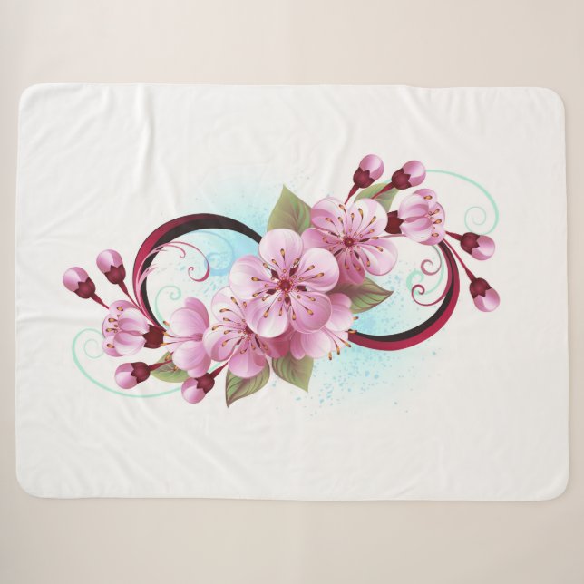 Cobertor Sherpa Infinidade com Flores de Flor Sakura (Frente (Horizontal))