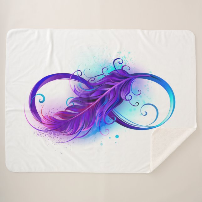 Cobertor Sherpa Infinidade com pena roxa (Frente (Horizontal))