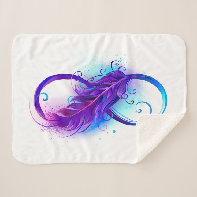 Cobertor Sherpa Infinidade com pena roxa (Frente (Horizontal))