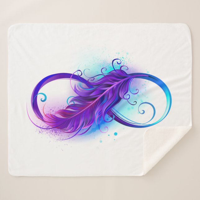 Cobertor Sherpa Infinidade com pena roxa (Frente (Horizontal))