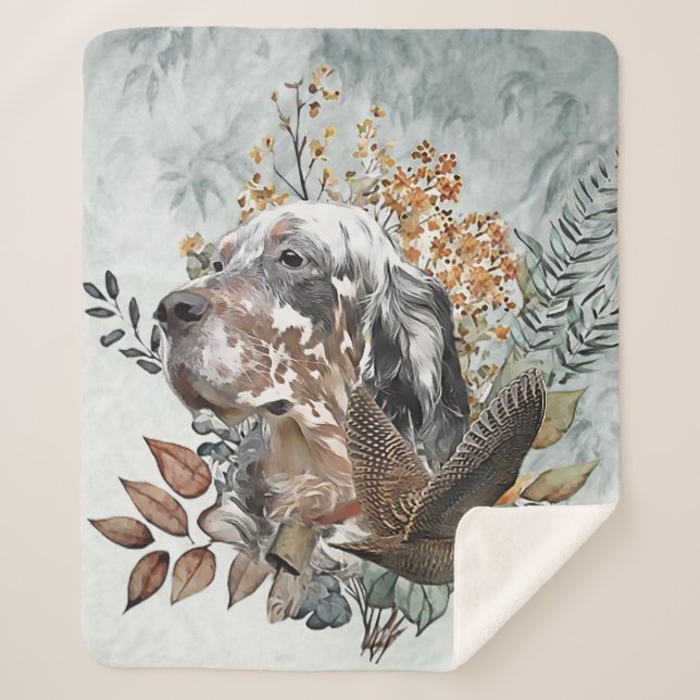 Cobertor Sherpa Inglês setter , Woodcock Hunting , Art (Frente)