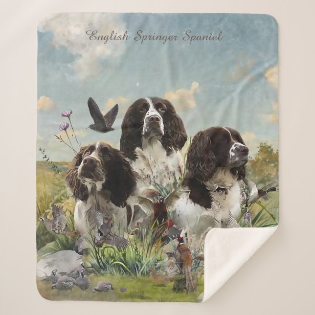 Cobertor Sherpa Inglês Springer Spaniels, Arte (Frente)