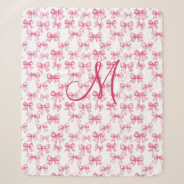 Cobertor Sherpa Iniciais de Monograma com Laço Rosa Estética Coque