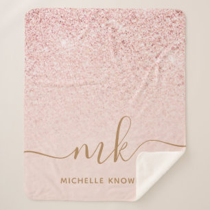 Cobertor Sherpa Iniciais e nome do Rico brilhante Dourado da Tendy