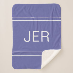 Cobertor Sherpa Iniciais Modernos Monogramados Trendy Peri Blue Cu