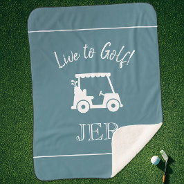 Cobertor Sherpa Iniciais Monogramadas de Golfe Cute Golf Cart