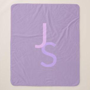 Cobertor Sherpa Iniciais Sobrepostas Modernas Monogramadas Roxo