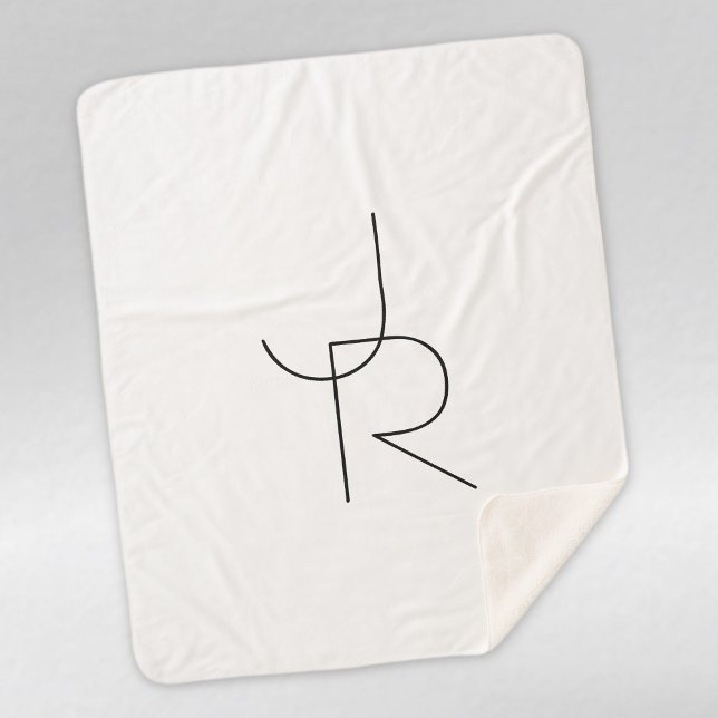 Cobertor Sherpa Iniciais Sobrepostos Modernos 2 | Preto em branco (Criador carregado)