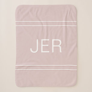Cobertor Sherpa Inicial Moderno Personalizado Monograma Chic Rosa