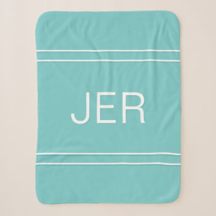Cobertor Sherpa Iniciales Personalizadas Modernas em Água e Branco