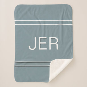 Cobertor Sherpa Inicials Personalizadas Modernas em Azul e Branco
