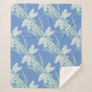 Cobertor Sherpa Inseto de Água do Dragonfly Verde Azul