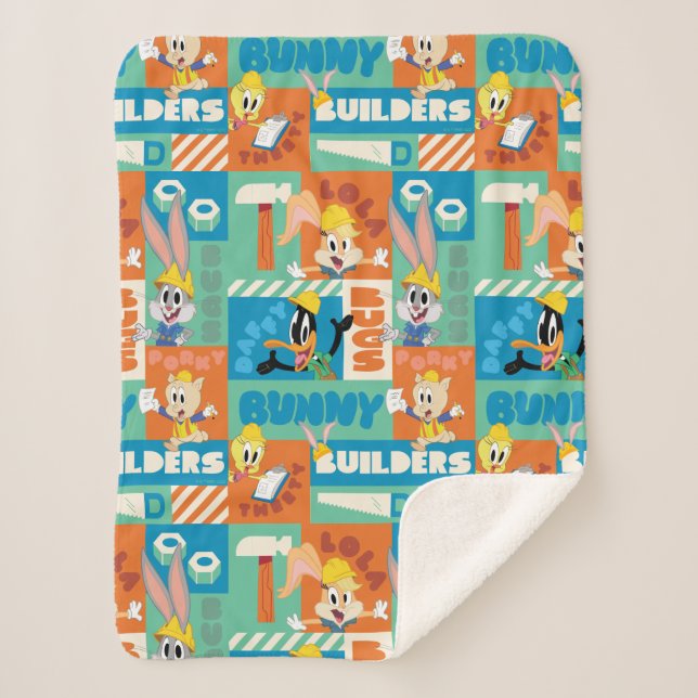 Cobertor Sherpa INSETOS BUNNY BUILDERS™| Padrão de Grade de Caract (Frente)