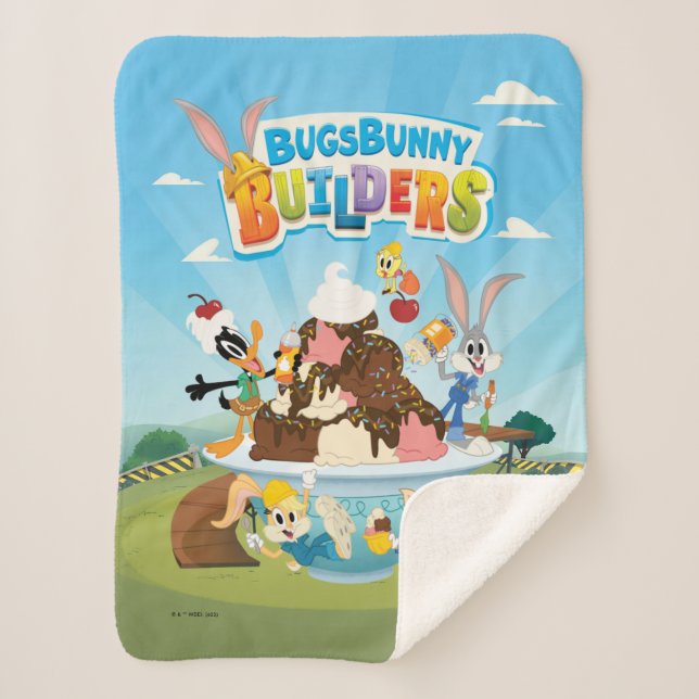 Cobertor Sherpa INSETOS BUNNY BUILDERS™| Sorvete Looney Builders (Frente)