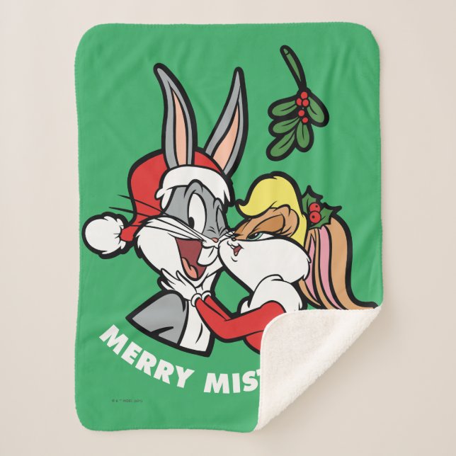 Cobertor Sherpa INSETOS BUNNY™ & Lola "Feliz Mistletoe" (Frente)