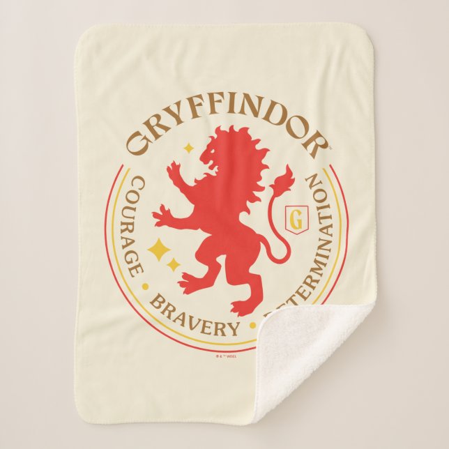 Cobertor Sherpa Insígnia de Orgulho da Casa GRYFFINDOR™ Leão Verme (Frente)