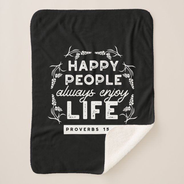 Cobertor Sherpa Inspirational Christian Quote from Proverbs 15:15 (Frente)