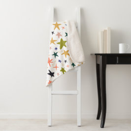 Cobertor Sherpa Inverno Aconchegante Com Padrão de Estrela Colorid