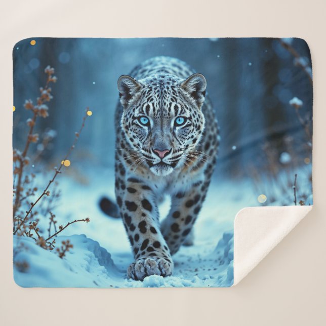 Cobertor Sherpa Inverno furtivo olhos brilhantes mundo congelado (Frente (Horizontal))