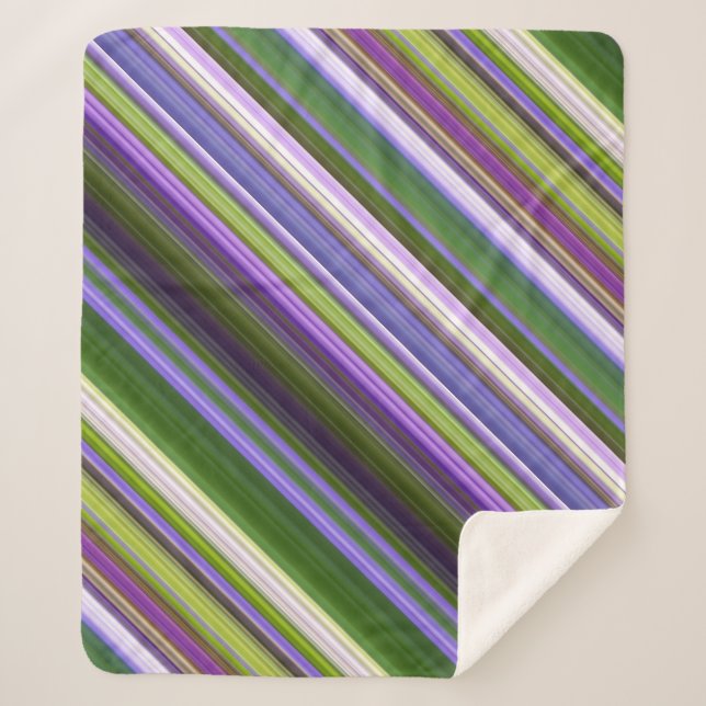 Cobertor Sherpa Iris Blossomo Roxo e Greve Verde (Frente)