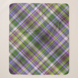 Cobertor Sherpa Iris em Xadrez Roxo e Verde