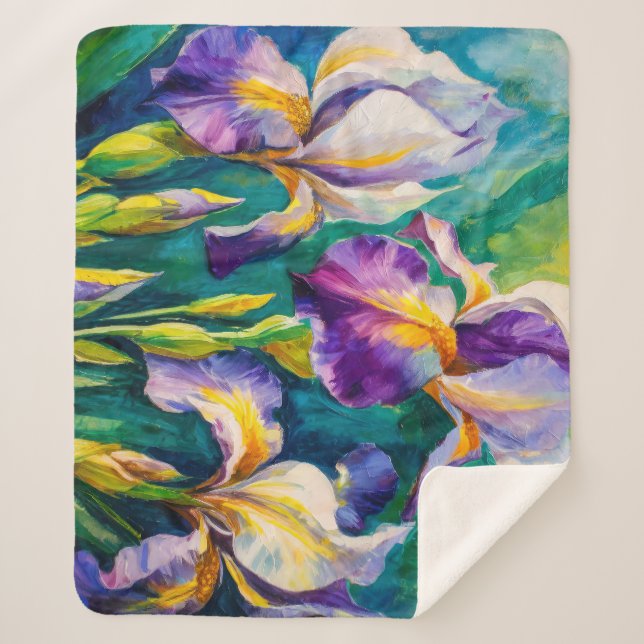 Cobertor Sherpa Iris Floral (Frente)