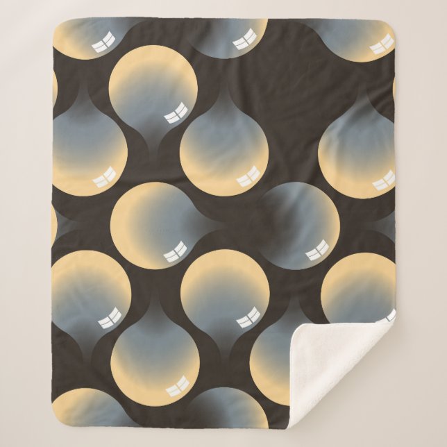 Cobertor Sherpa Ivory Silver: Gotas Geométricas Design (Frente)