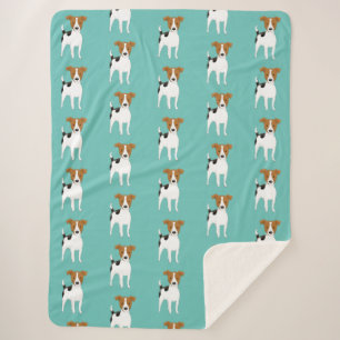 Cobertor Sherpa Jack Russell Terrier Pattern Aqua