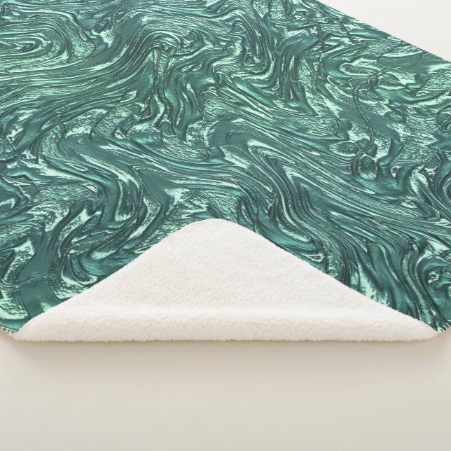 Cobertor Sherpa Jade texturizada e tons verdes cianis (3/4)