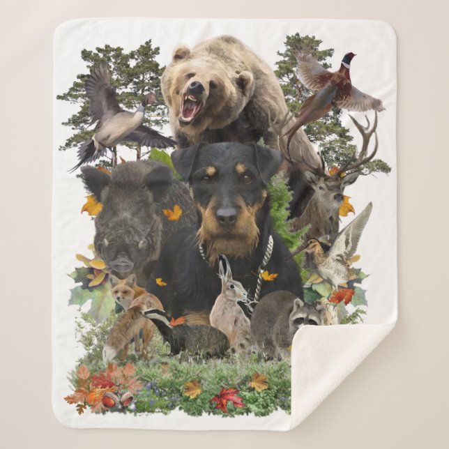 Cobertor Sherpa Jagdterrier, Caça alemã Terrier Tapeçaria Poste (Frente)