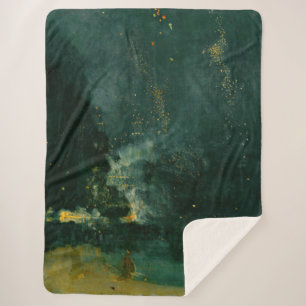 Cobertor Sherpa James Whistler - Noite em preto e Dourado