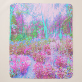 Cobertor Sherpa Jardim Abstrato de Rosa Impressionista e Turquesa