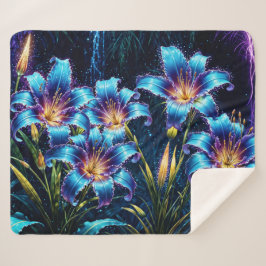 Cobertor Sherpa Jardim de fantasia digital floral luminosa vibrant