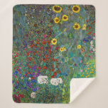 Cobertor Sherpa Jardim de fazenda com girassóis | Gustav Klimt |<br><div class="desc">Jardim de fazendas com Sunflower é uma pintura de 1907 de Gustav Klimt.</div>