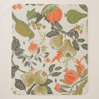 Cobertor Sherpa Jardim de Fruta de aves: Sem costura